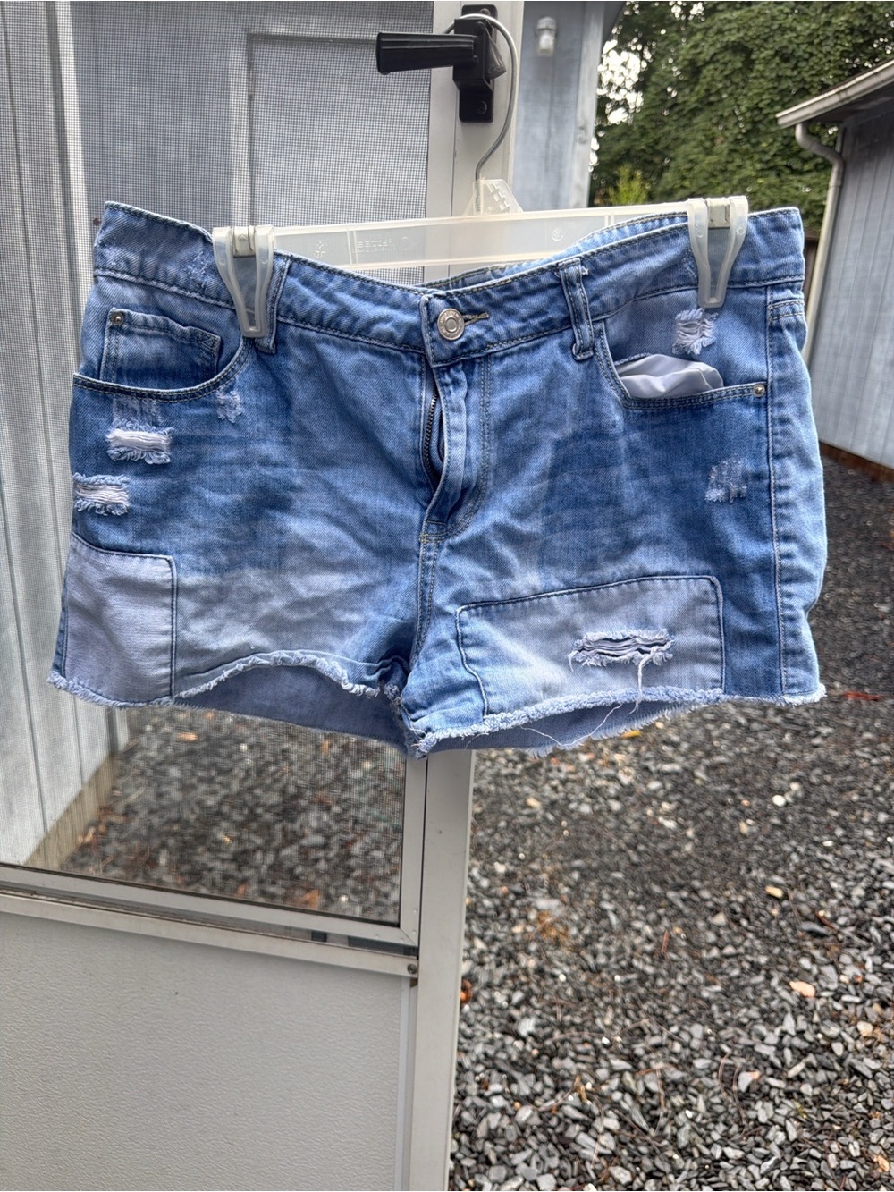 Women's Light Blue Distressed Denim Cutoff Shorts